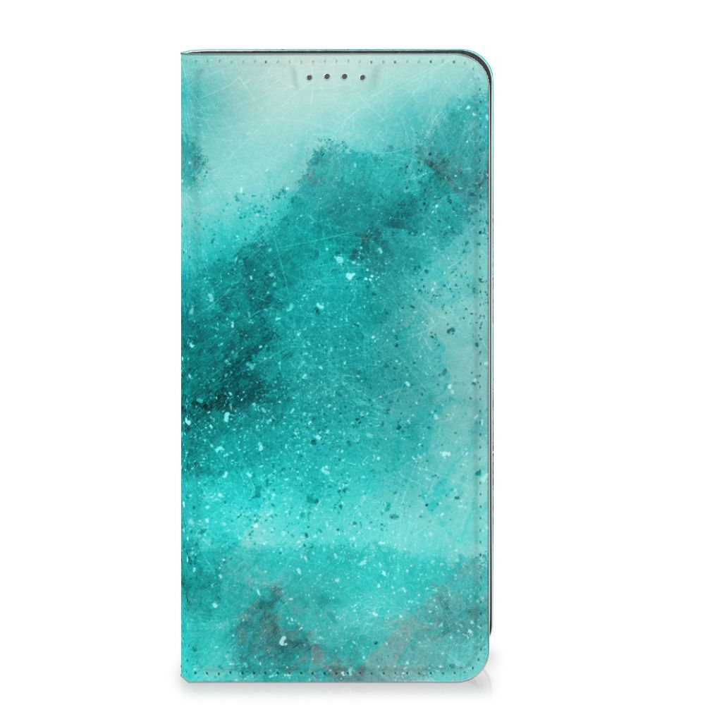 Google Pixel 8A Bookcase Painting Blue voorkant