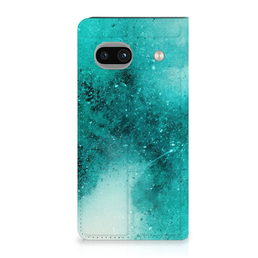 Google Pixel 8A Bookcase Painting Blue zijaanzicht