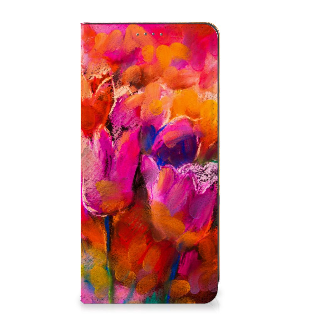 Bookcase Google Pixel 8A Tulips kleurrijk bloemenontwerp voorkant
