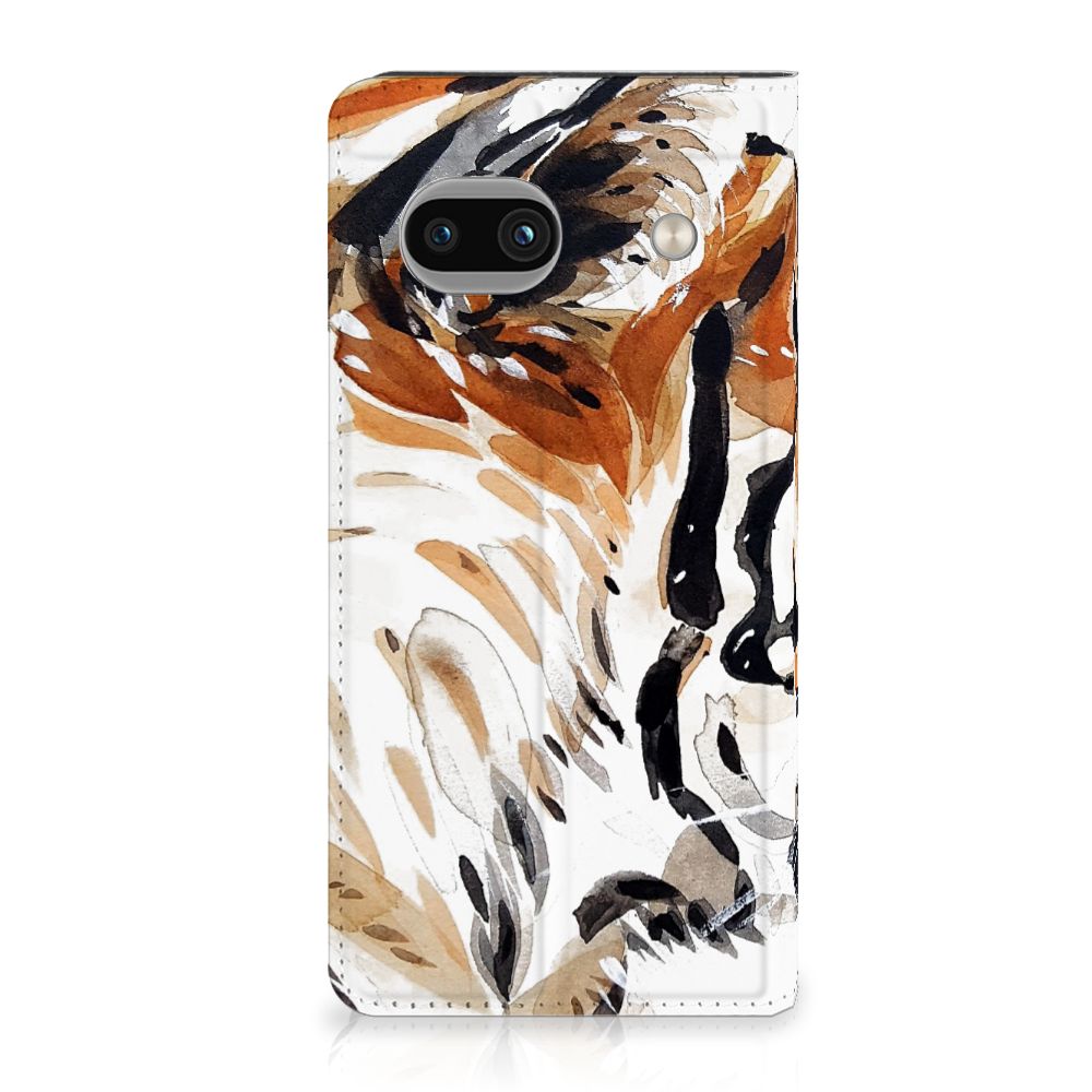 Bookcase Google Pixel 8A Watercolor Tiger tijger ontwerp voorkant