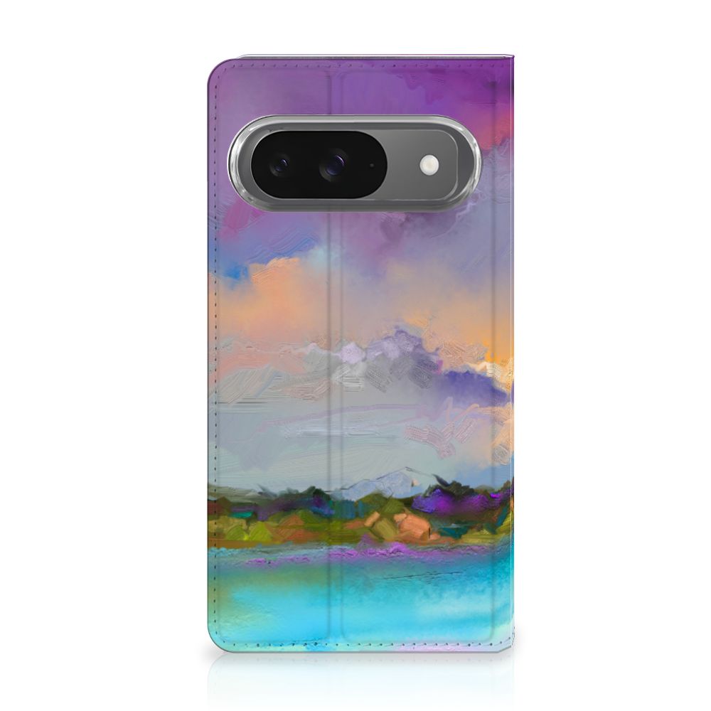 Bookcase Google Pixel 9 | 9 Pro Boat abstract landschap bootje blauw paars