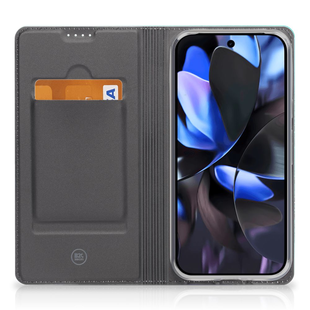 Bookcase Google Pixel 9 | 9 Pro Painting Blue binnenzijde pasje scherm