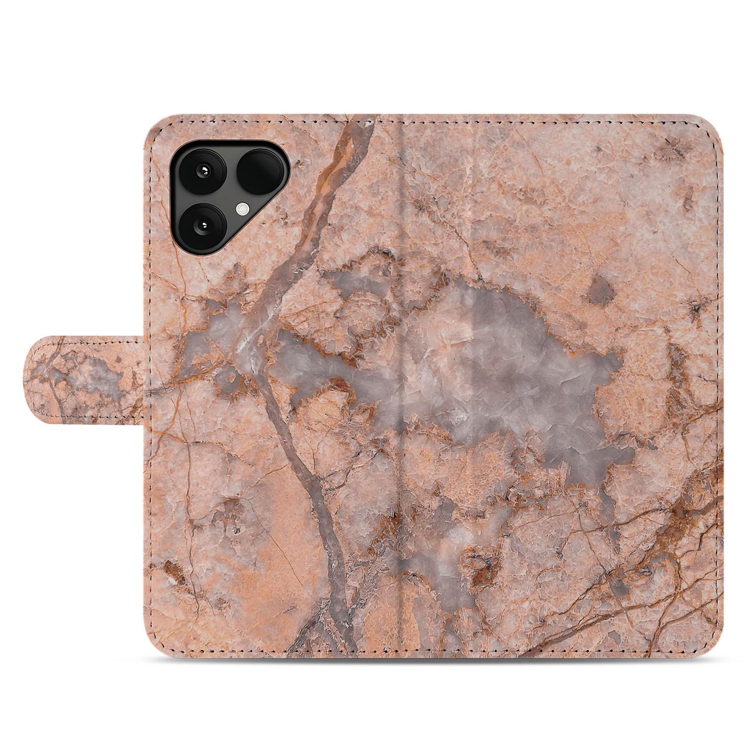 Fairphone 6 Bookcase Hoesje Fairphone 6 Marmer Oranje Met Pasjes achterkant