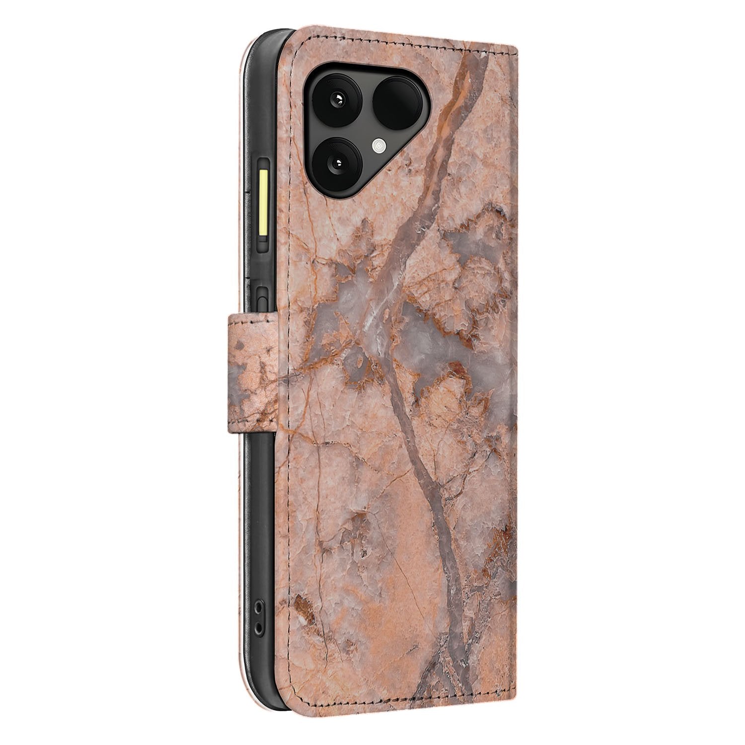 Bookcase Hoesje Fairphone 6 Marmer Oranje Met Pasjes design marmer aanzicht
