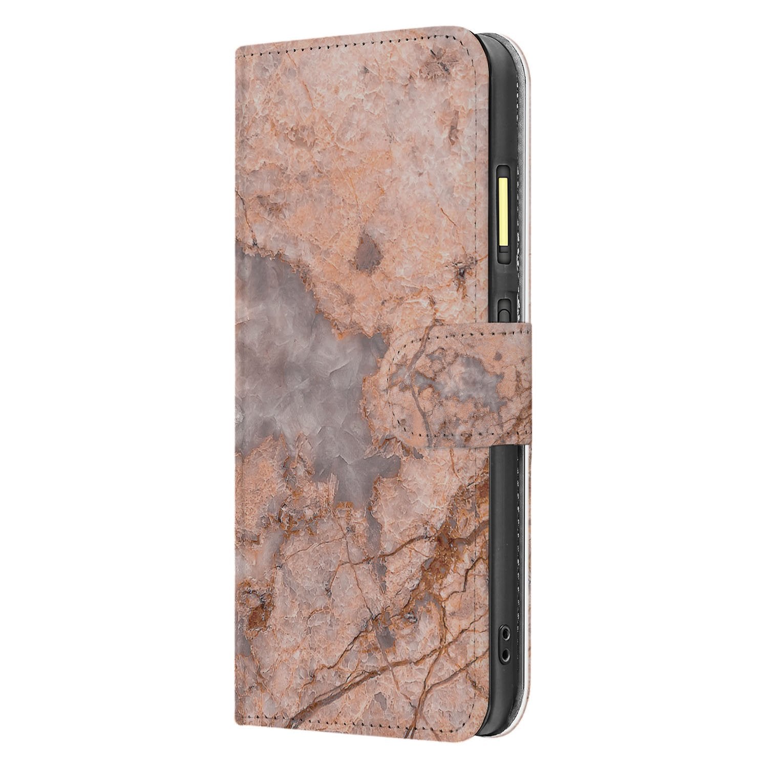 Fairphone 6 Bookcase Hoesje Fairphone 6 Marmer Oranje Met Pasjes zijkant