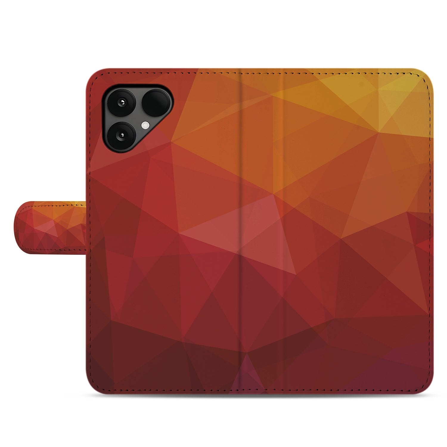 Fairphone 6 Bookcase Hoesje Polygon Rood design geometrisch aanzicht
