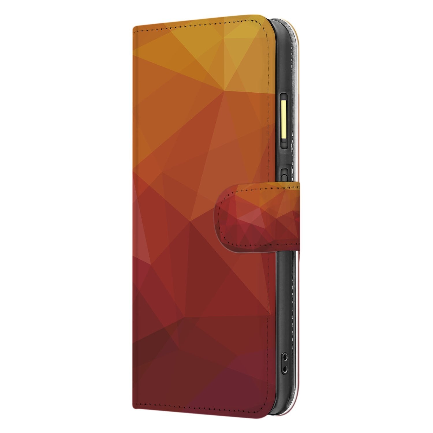 Fairphone 6 Bookcase Hoesje Polygon Rood PU Leer zijaanzicht