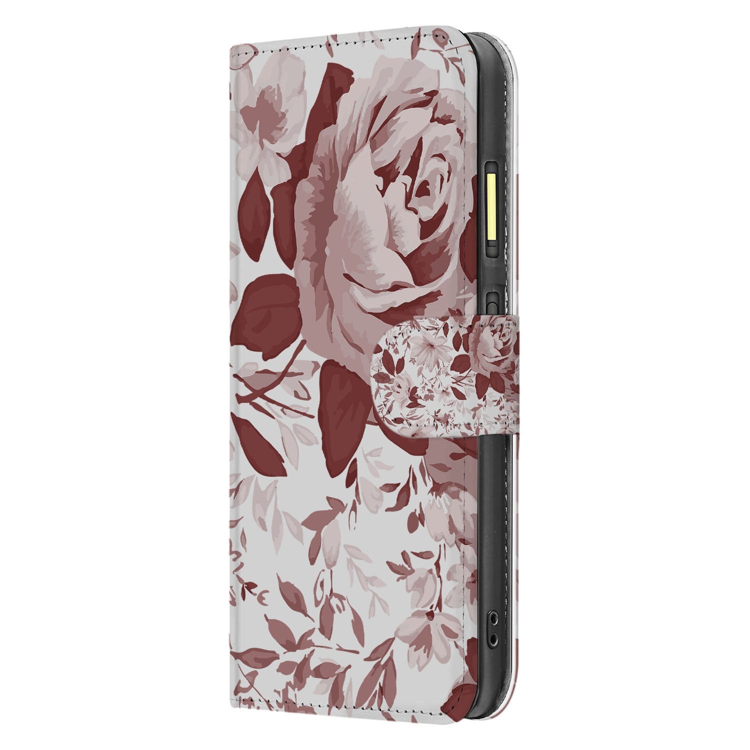 Bookcase Hoesje Fairphone 6 Watercolor Flowers Met Pasjes bloemen print zijaanzicht