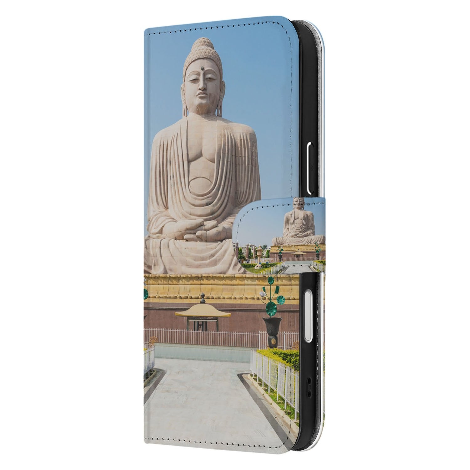 Bookcase Hoesje Iphone Air | Boeddha smartphone hoesje Boeddha illustratie vooraanzicht