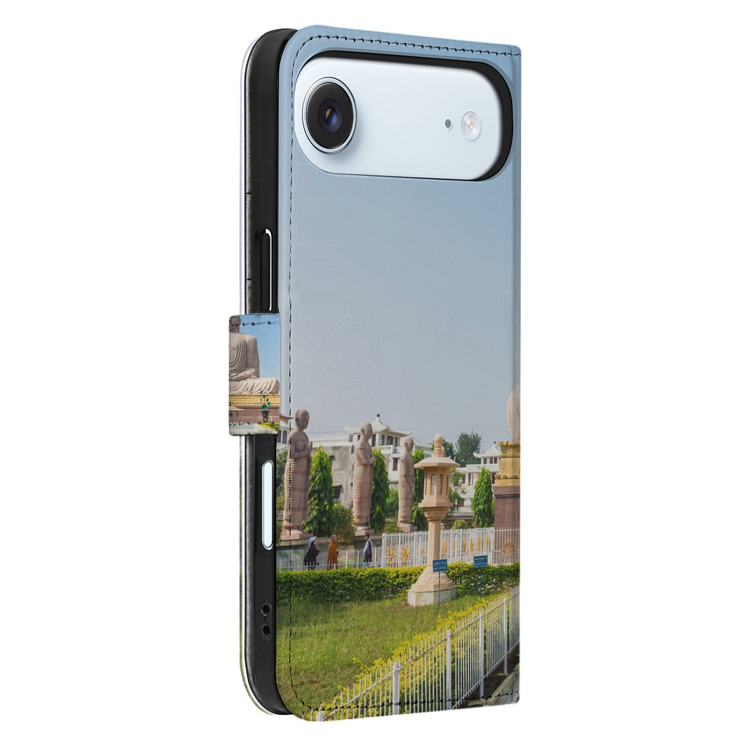 Bookcase Hoesje Iphone Air Boeddha luxe kunstleer design met uitzicht