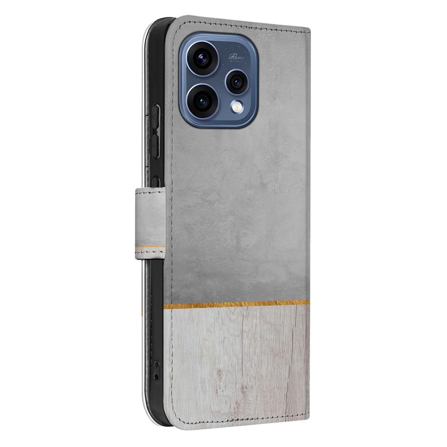 OPPO Reno15 bookcase hoesje Wood Concrete – print over de volledige klep