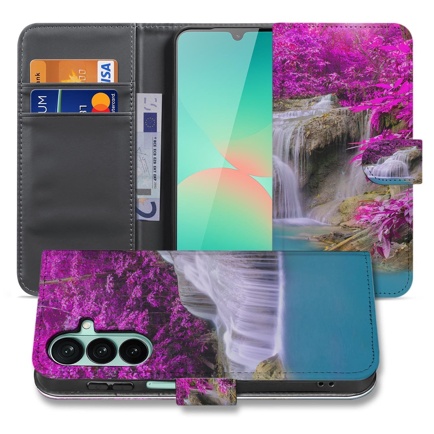 Samsung Galaxy A27 bookcase Waterval, voorkant met gesloten klep