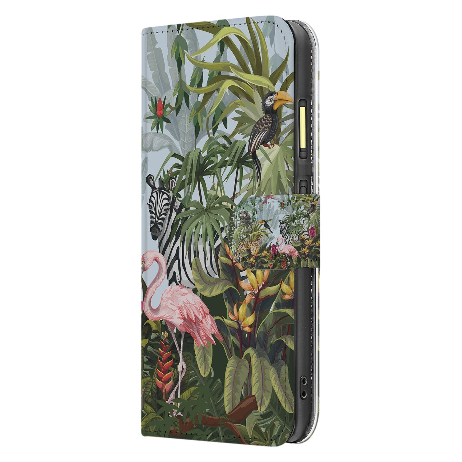 Fairphone 6 Bookcase Hoesje Voor Fairphone 6 Jungle Design Met Pasjes En Pu-Leer Afwerking zijkant