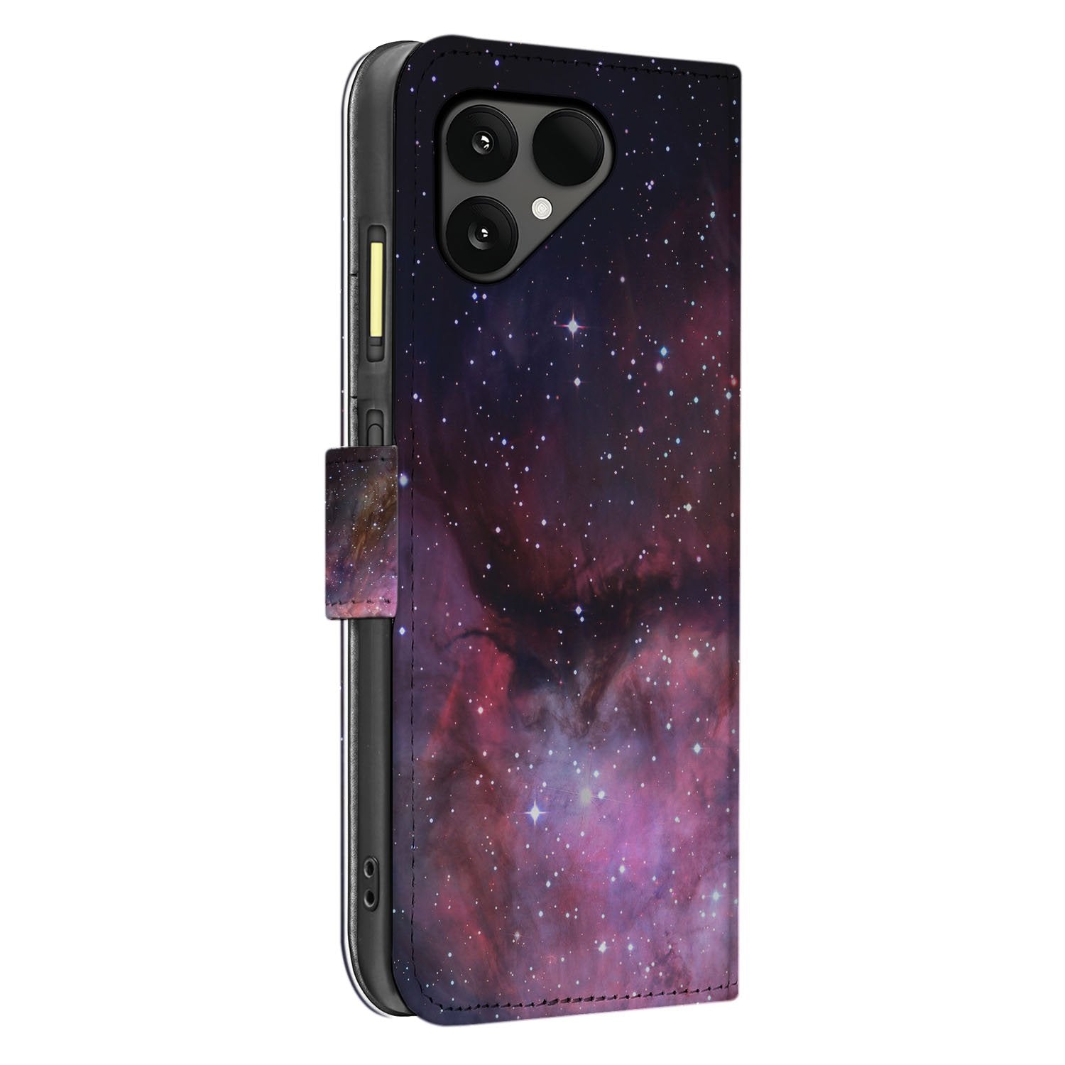 Fairphone 6 Bookcase Hoesje voor Fairphone 6 met Heelal Design in PU Leer Grijs Paars Galaxy
