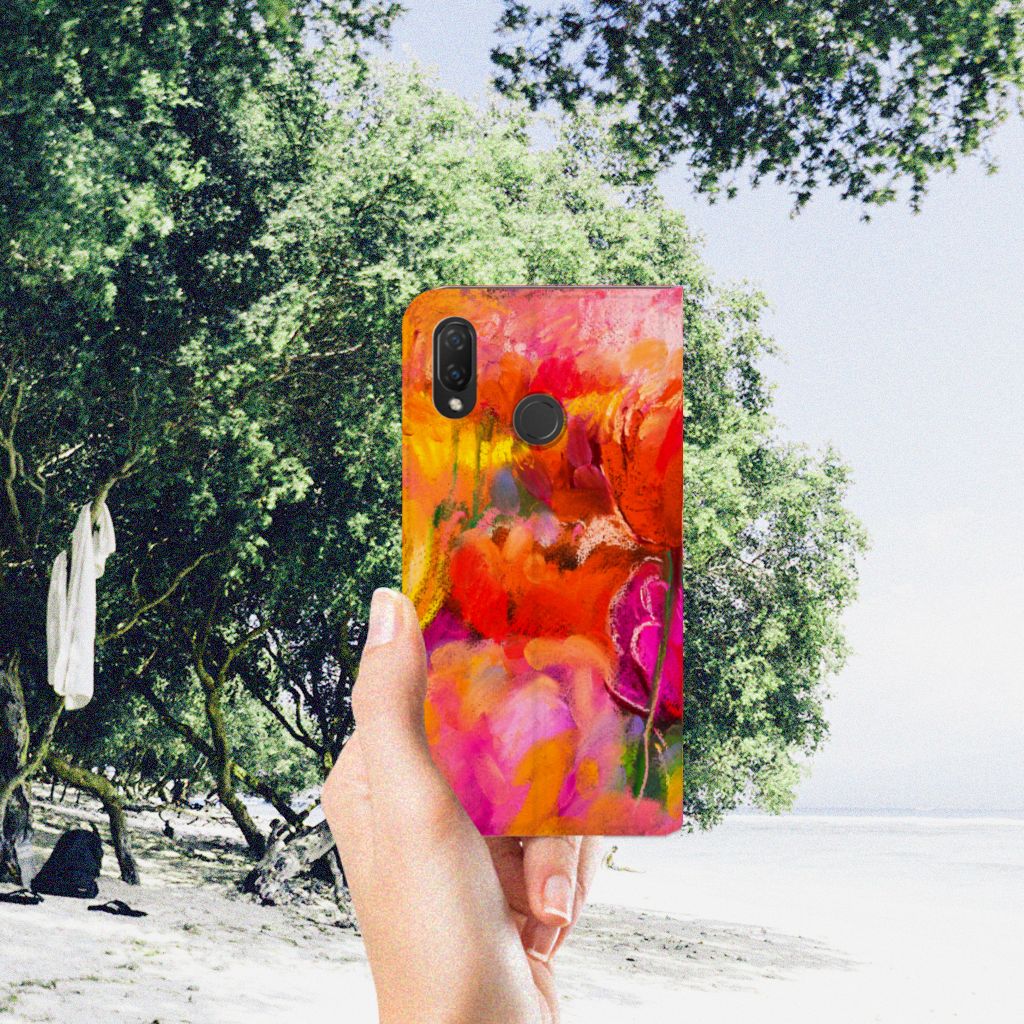 Bookcase Huawei P Smart Plus Tulips bloemen kleurrijk design