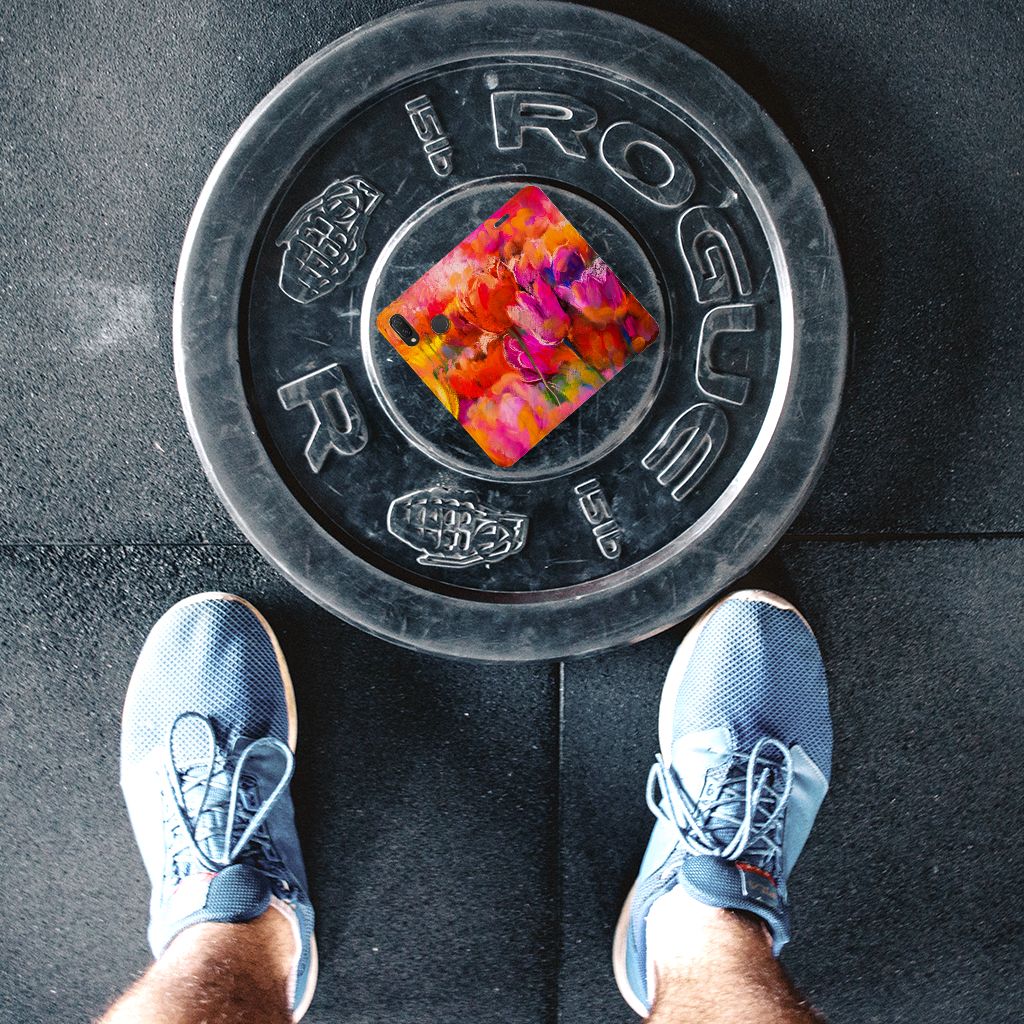 Bookcase Huawei P Smart Plus Tulips sport gewicht plaat onder voet