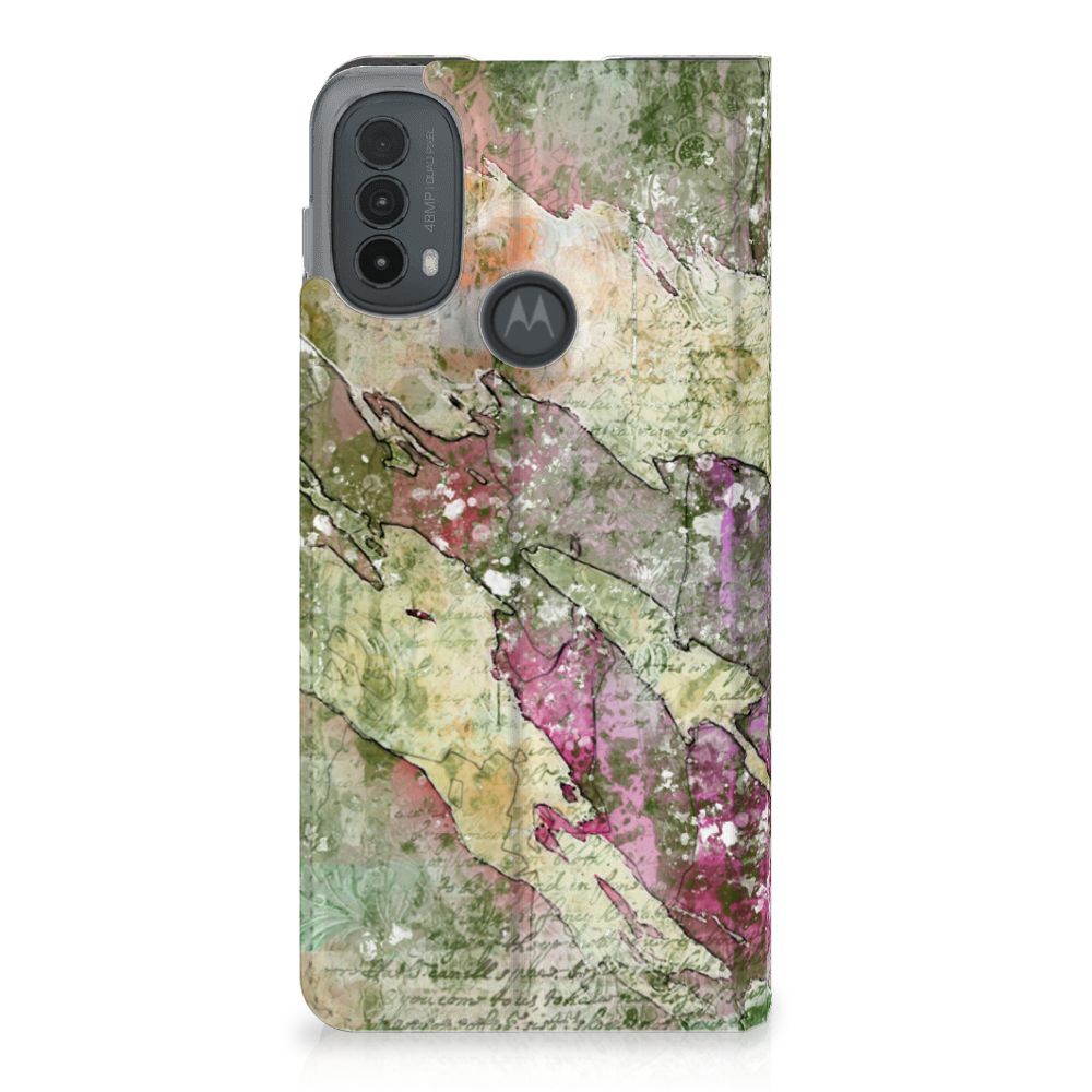 Bookcase Motorola Moto E20 Letter Painting voorkant