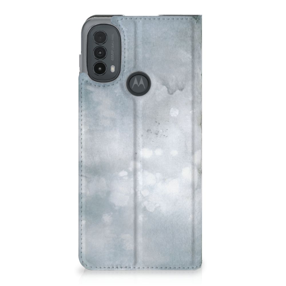 Bookcase Motorola Moto E20 Painting Grey achteraanzicht