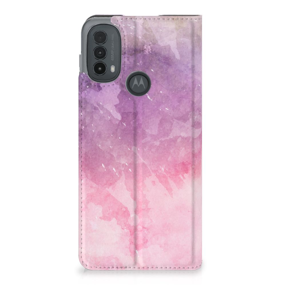Bookcase Motorola Moto E20 Pink Purple Paint achterkant