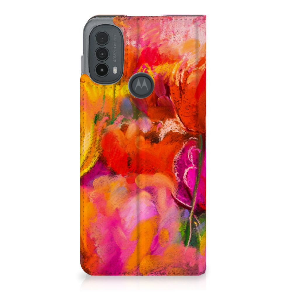 Bookcase Motorola Moto E20 Tulips design voorkant