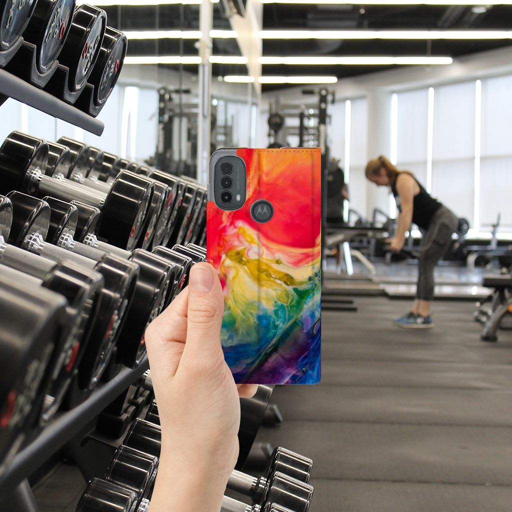 Bookcase Motorola Moto E20 Watercolor Dark handholding gym background
