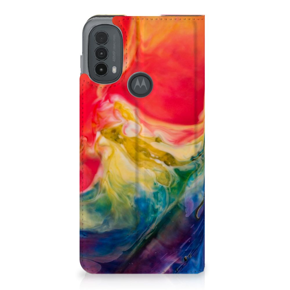 Bookcase Motorola Moto E20 Watercolor Dark achterkant