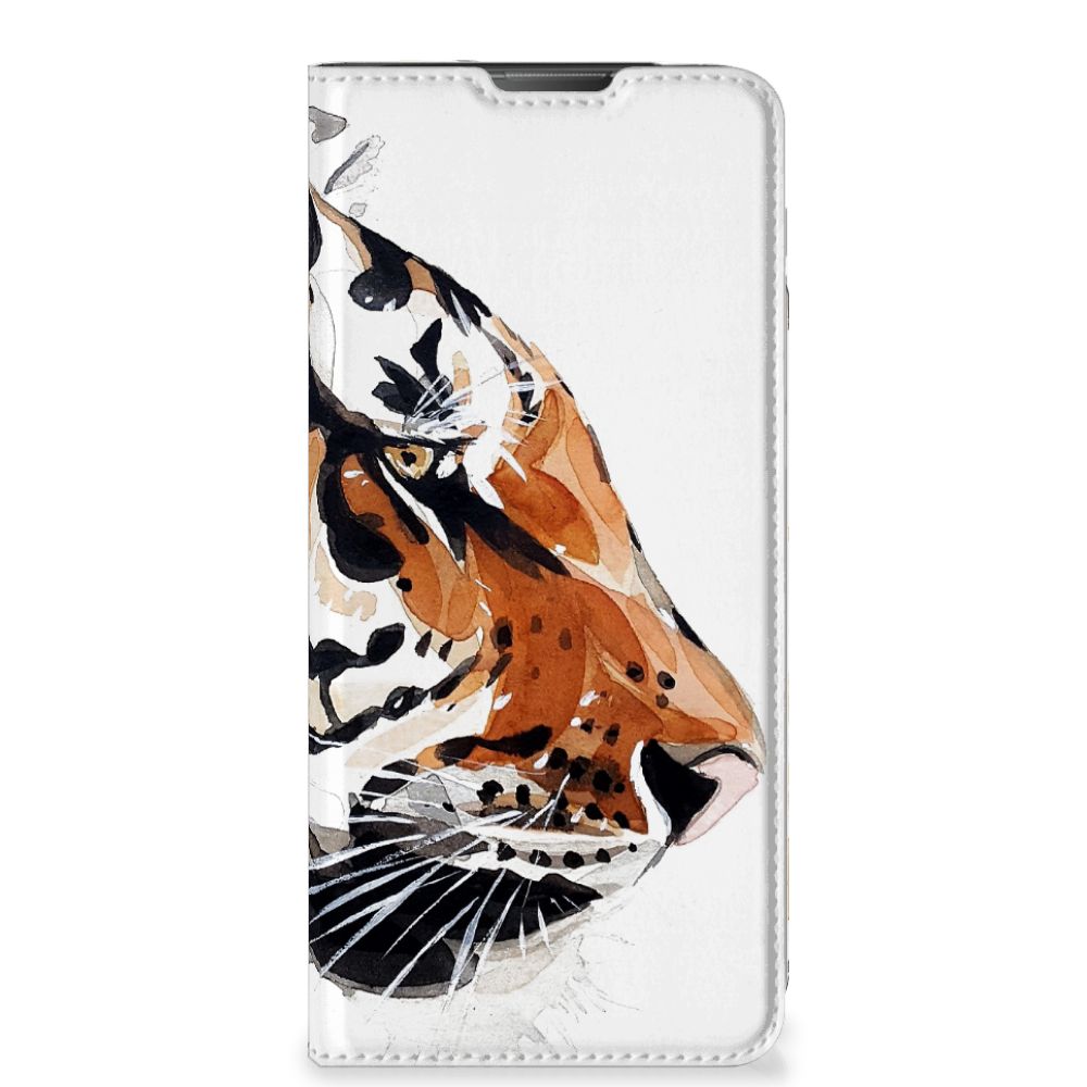 Bookcase Motorola Moto E20 Watercolor Tiger tijger close-up design