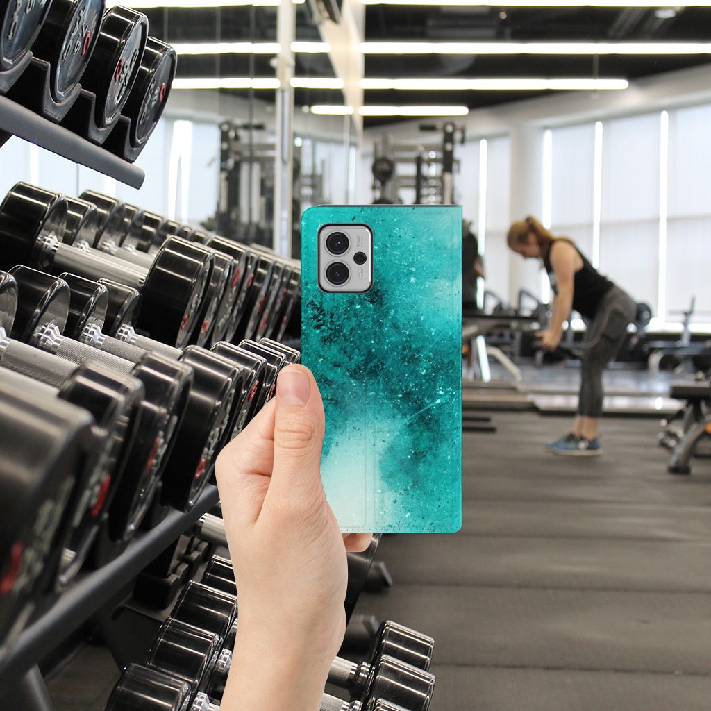 Bookcase Motorola Moto G13 | G23 Painting Blue telefoonhoesje groen gym