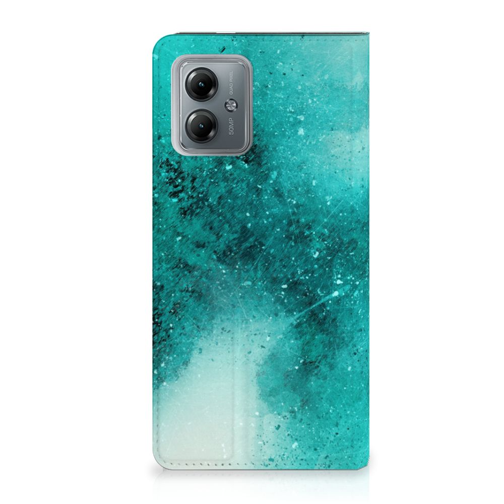 Bookcase Motorola Moto G14 Painting Blue met een prachtig aquamarijn design voor bescherming en uitstraling 🎨.