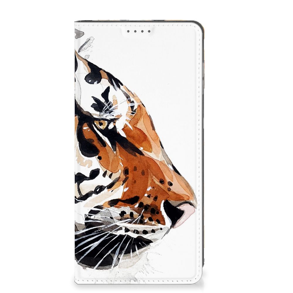 Bookcase Motorola Moto G14 Watercolor Tiger - prachtige tijgerdesign voor gebruiksgemak en bescherming 🐯.