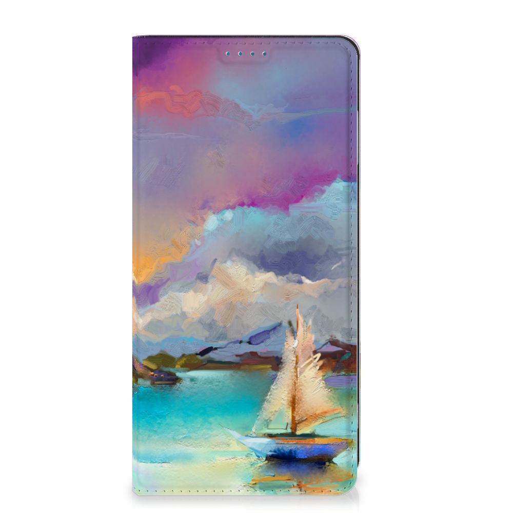 Bookcase Motorola Moto G53 Boat hoesje abstract bootje meer