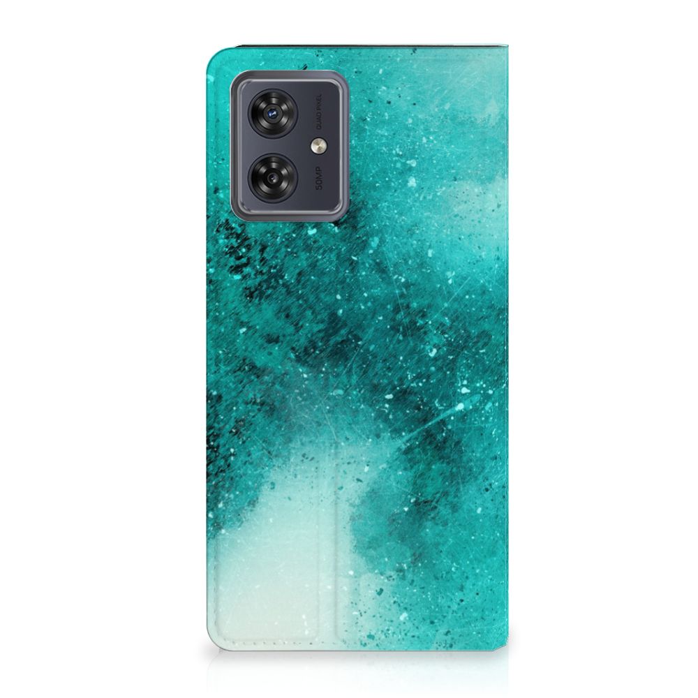 Bookcase Motorola Moto G54 Painting Blue design turquoise