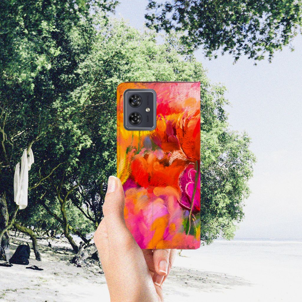 Bookcase Motorola Moto G54 Tulips telefoonhoesje hand zomer natuur