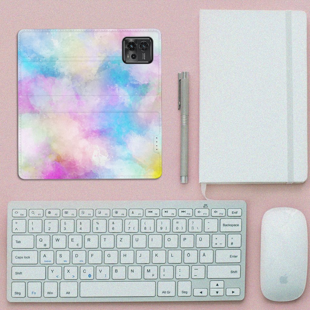 Bookcase Motorola Moto G72 Watercolor Light design bovenaanzicht