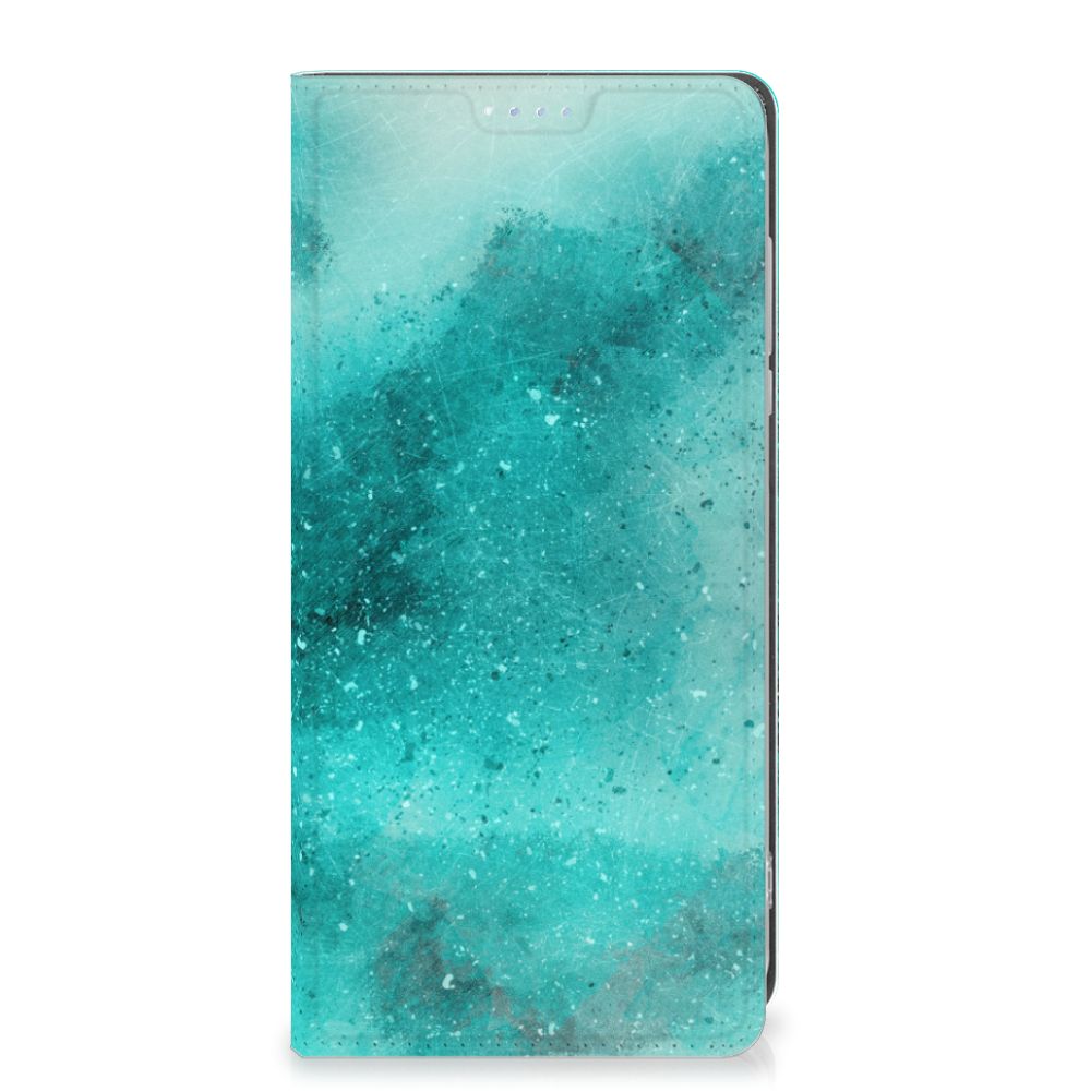 Bookcase Motorola Moto G84 Painting Blue design painting blue voorkant