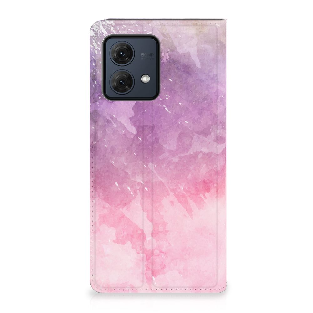 Bookcase Motorola Moto G84 Pink Purple Paint design roze paars vooraanzicht