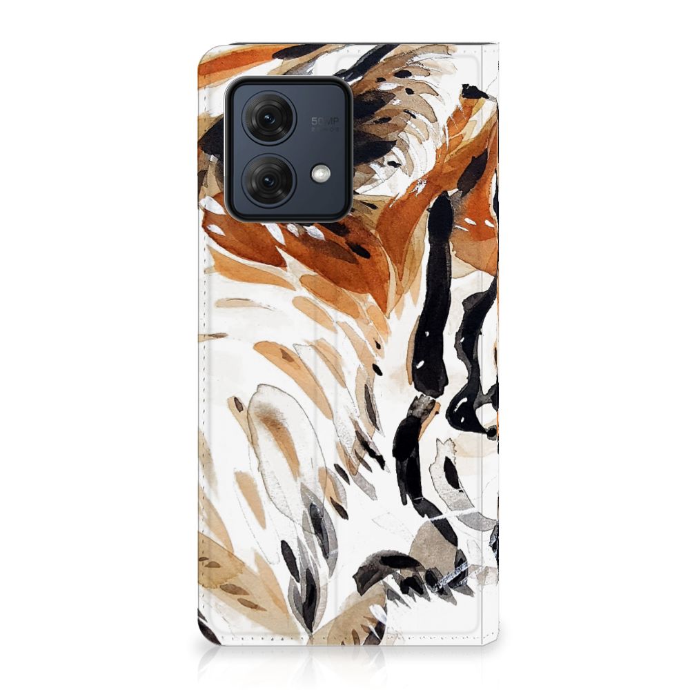 Bookcase Motorola Moto G84 Watercolor Tiger tiger design view