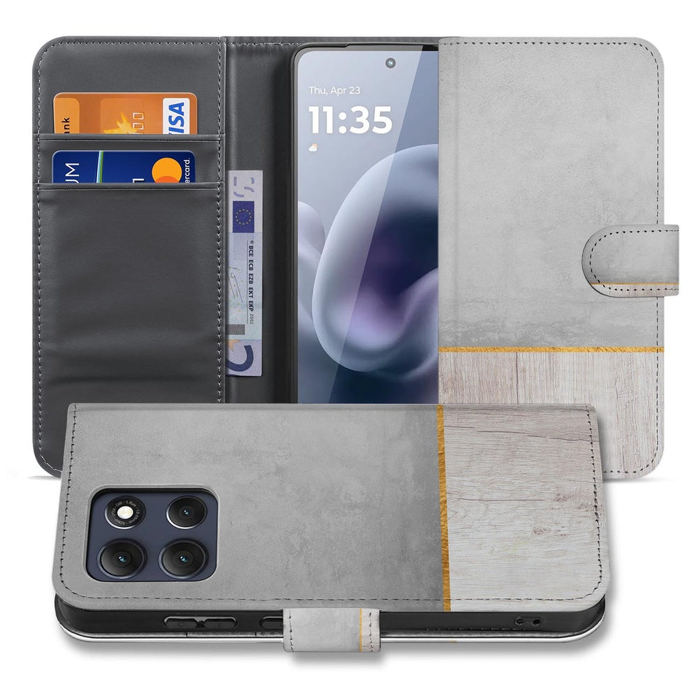 Motorola Moto G86 Bookcase Wood Concrete Vooraanzicht.