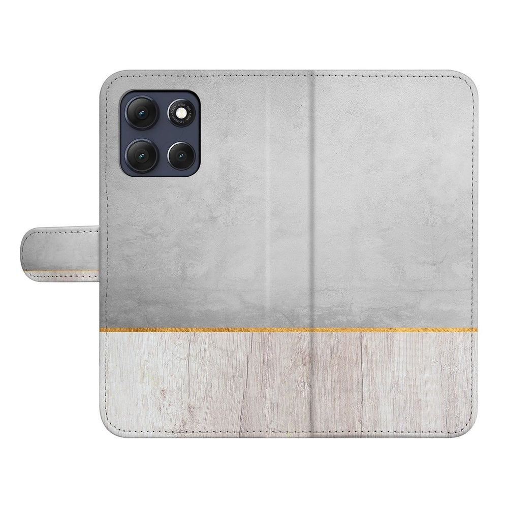 Motorola Moto G86 Bookcase Wood Concrete Detail.