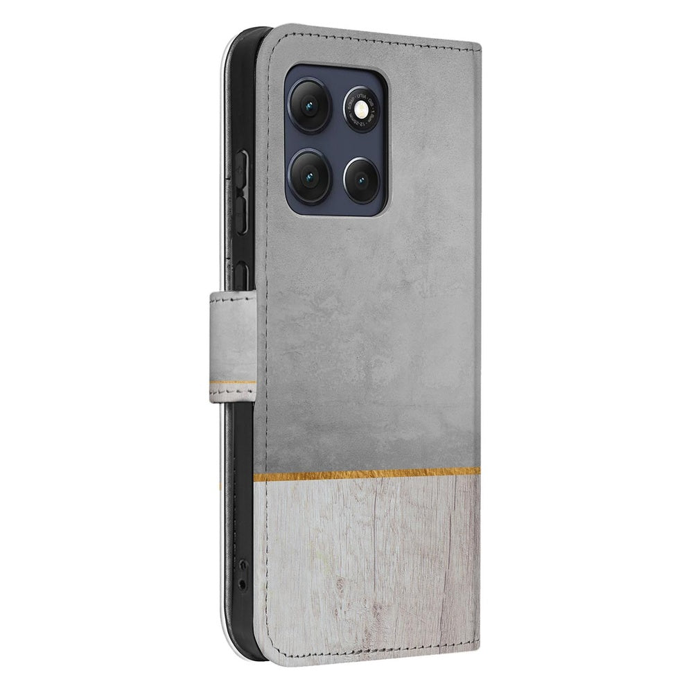 Motorola Moto G86 Bookcase Wood Concrete Zijkant.