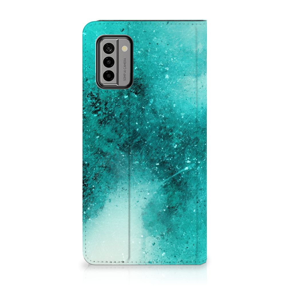 Bookcase Nokia G22 Painting Blue hoesje groen blauw abstract