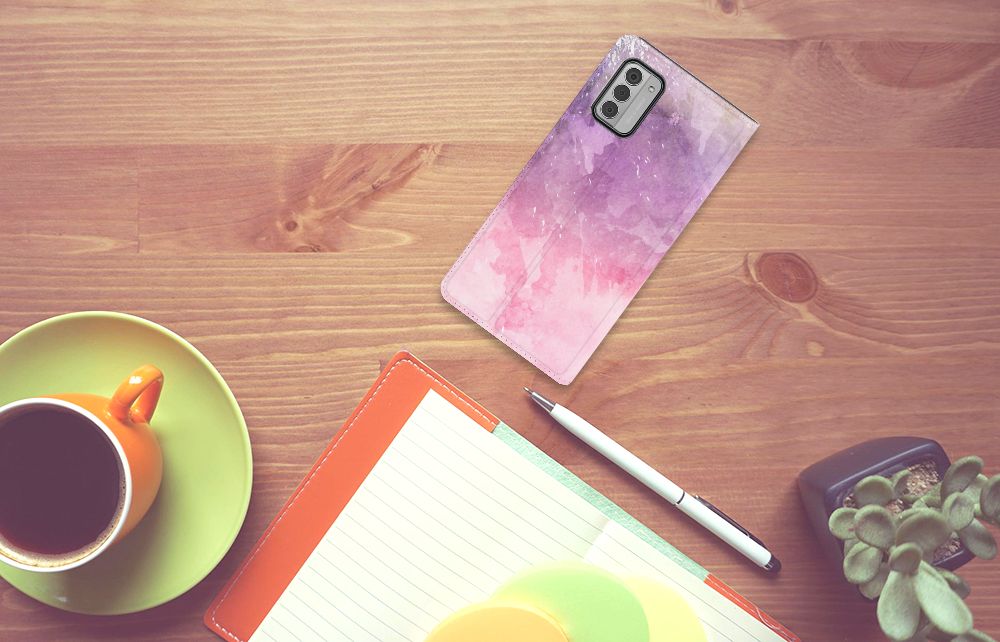 Bookcase Nokia G42 Pink Purple Paint design roze paars aanzicht