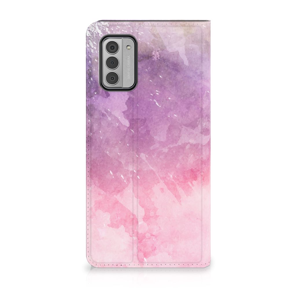Bookcase Nokia G42 Pink Purple Paint folio voorkant roze paars