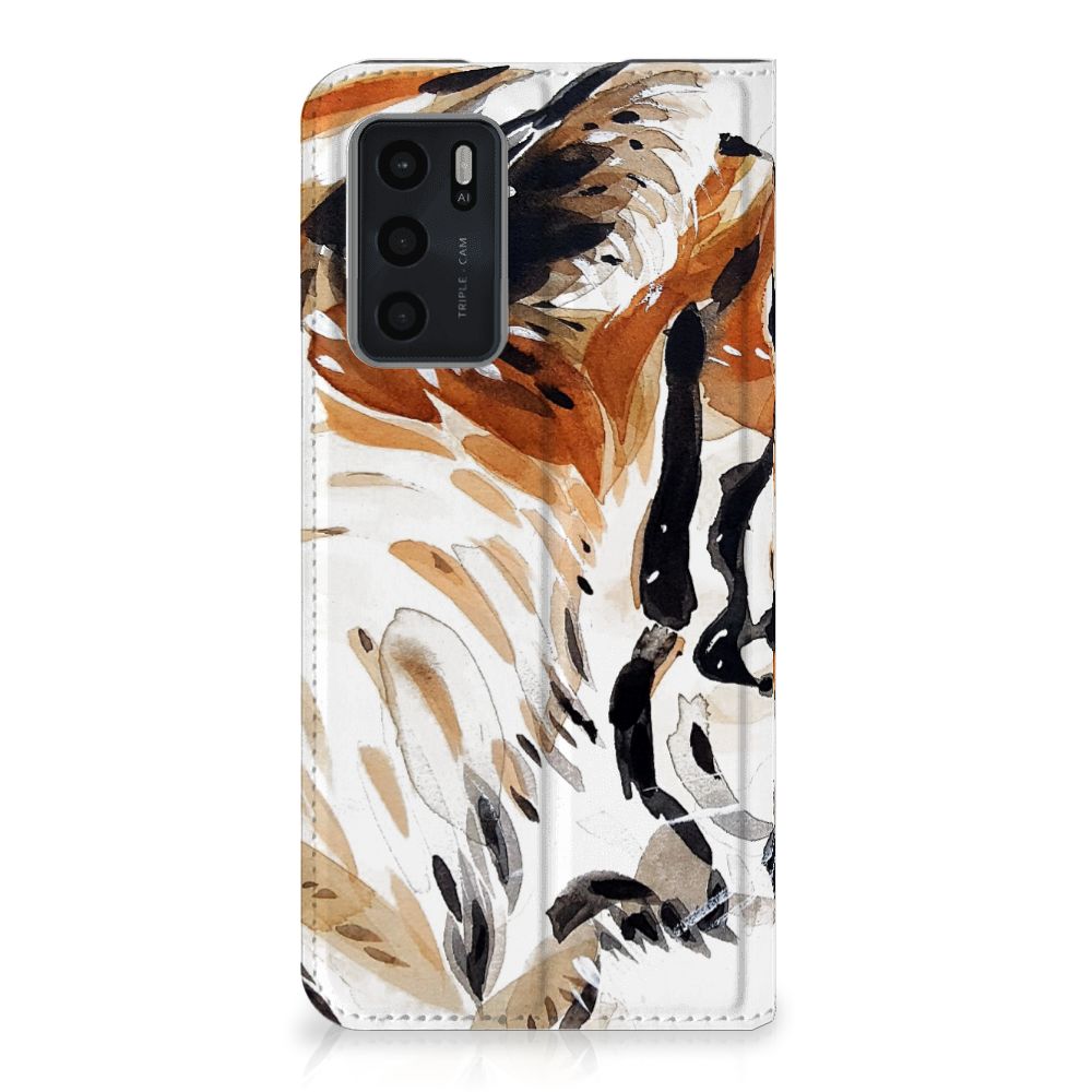 Bookcase OPPO A54s | A16 | A16s Watercolor Tiger - B2C Telecom