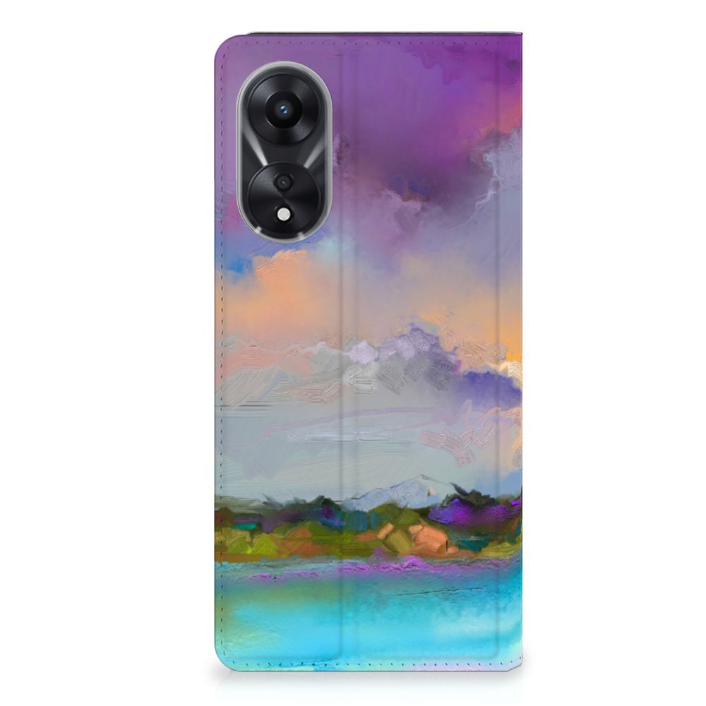 Bookcase OPPO A78 | A58 5G Boat abstract schilderij design voorkant
