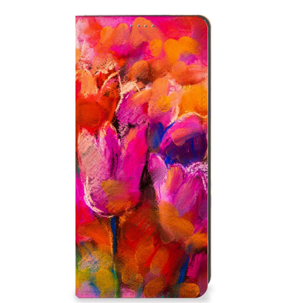 Bookcase OPPO A78 | A58 5G Tulips bloemen design vooraanzicht