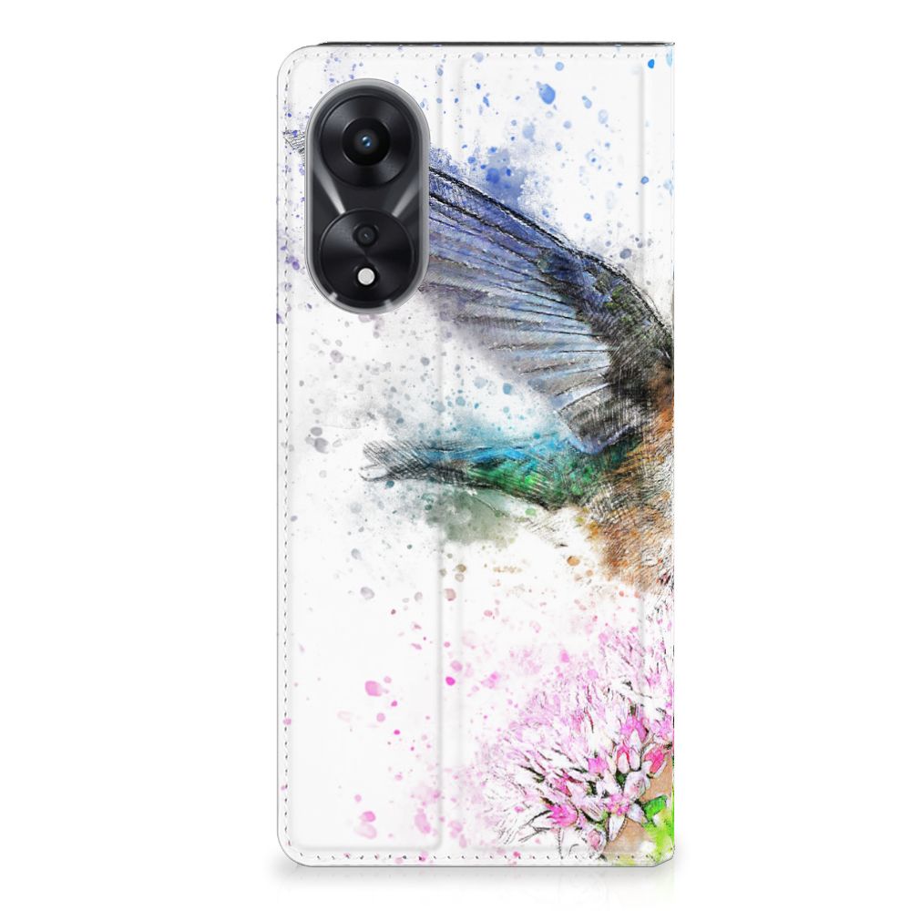 Bookcase OPPO A78 | A58 5G Vogel design vogelneerstrijkend aanzicht
