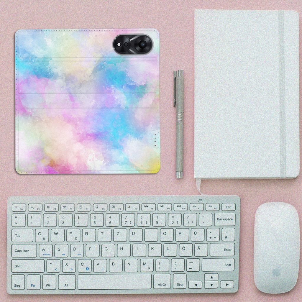 Bookcase OPPO A78 | A58 5G Watercolor Light bovenaanzicht