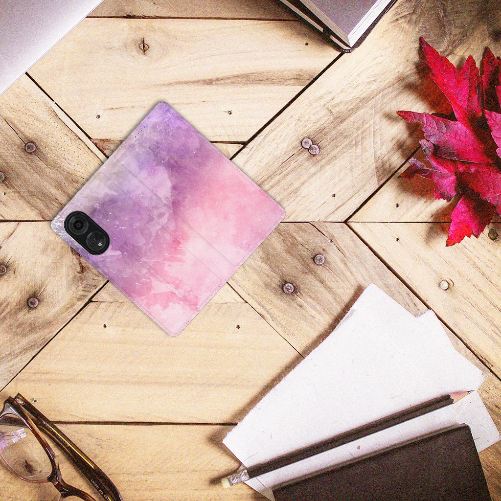 OPPO A98 5G Bookcase Pink Purple Paint aanzicht
