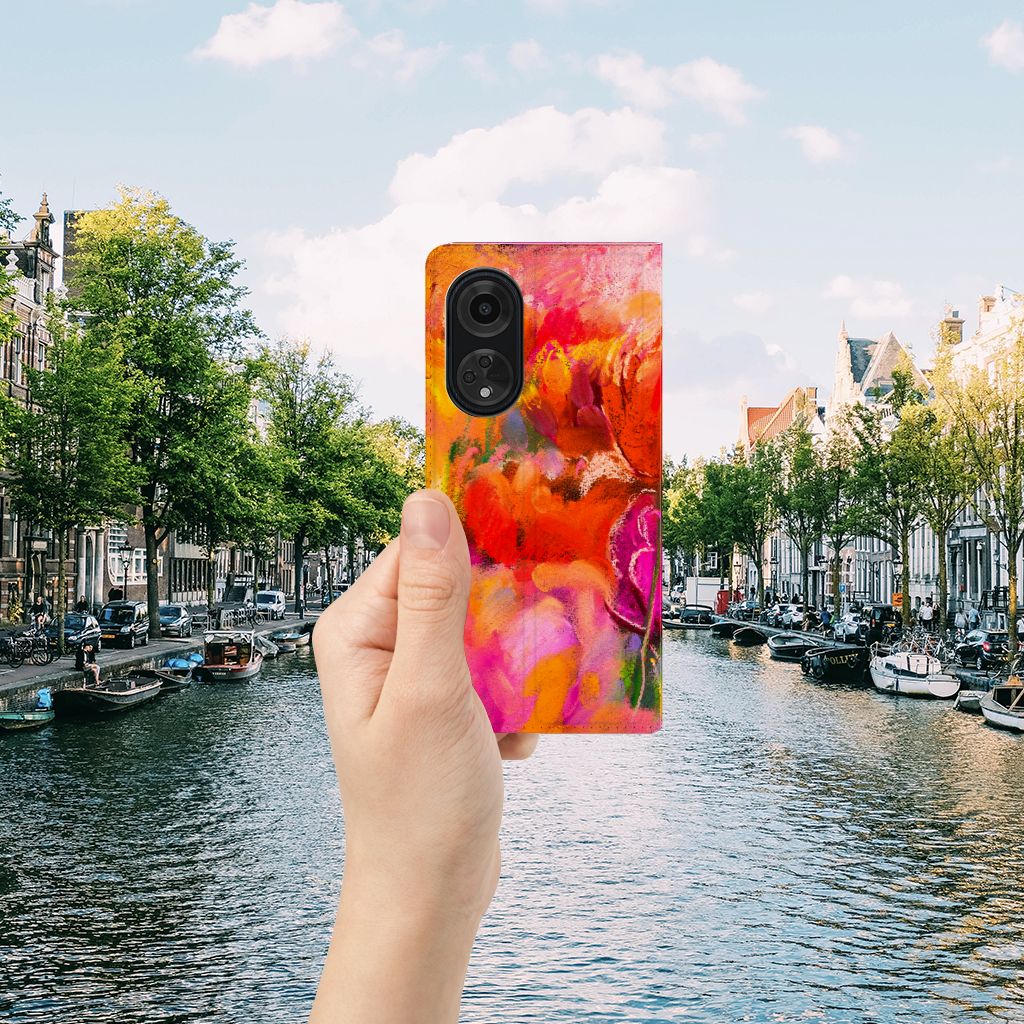 Bookcase OPPO A98 5G Tulips telefoonhoesje kleurrijk aanzicht